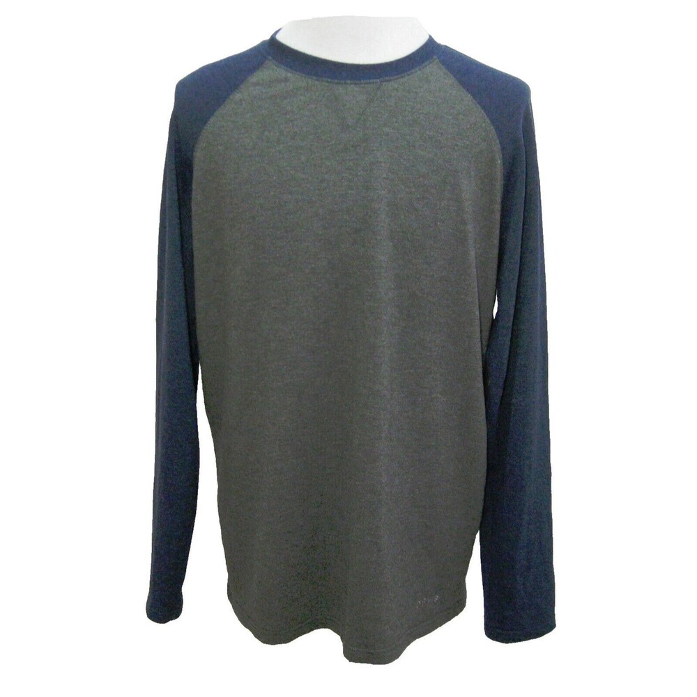ORVIS Men's (Size Large) Blue & Gray Long Sleeve Crew Neck T-Shirt Rayon Top